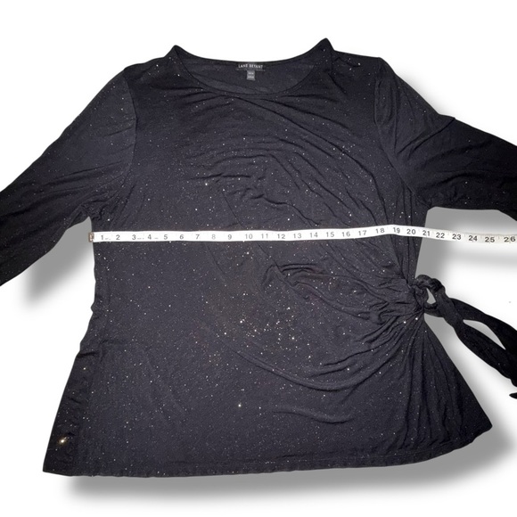 LANE BRYANT 3/4 Sleeve Foil Dot Side-Tie Blouse - Plus 14/16 Black - Picture 8 of 10